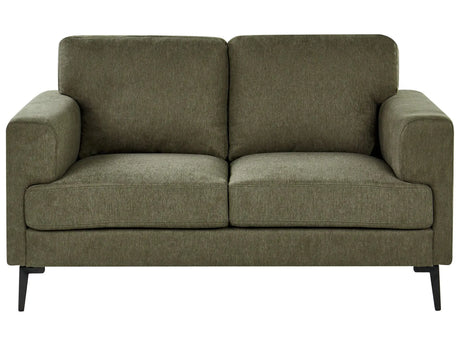 2 Seater Sofa Green Fabric Upholstery Iron Legs Minimalistic Mid Cenutry Modern Style Beliani