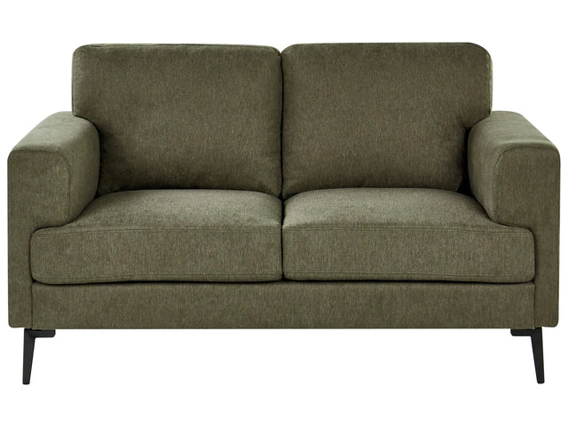 2 Seater Sofa Green Fabric Upholstery Iron Legs Minimalistic Mid Cenutry Modern Style Beliani