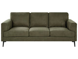 3 Seater Sofa Green Fabric Upholstery Iron Legs Minimalistic Mid Cenutry Modern Style Beliani