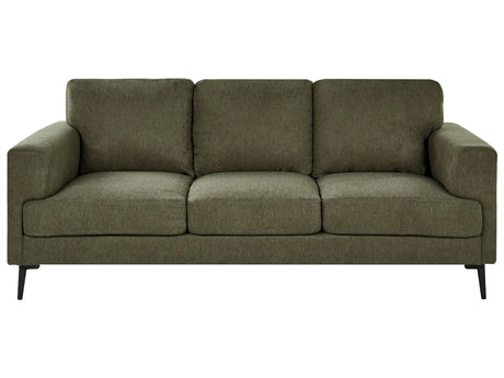 3 Seater Sofa Green Fabric Upholstery Iron Legs Minimalistic Mid Cenutry Modern Style Beliani