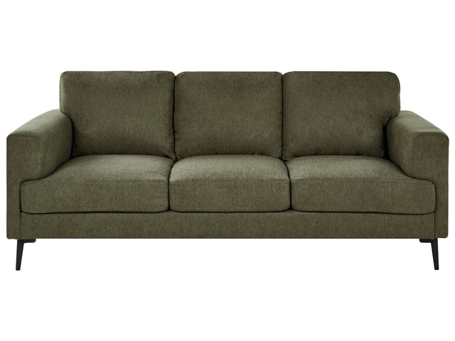 3 Seater Sofa Green Fabric Upholstery Iron Legs Minimalistic Mid Cenutry Modern Style Beliani