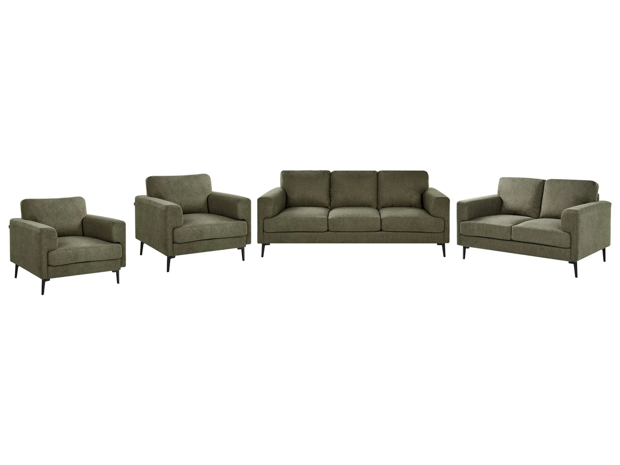 Living Room Set Green Fabric Upholstery Iron Legs 2 Seater 3 Seater 2 Armchairs Minimalistic Mid Cenutry Modern Style Beliani