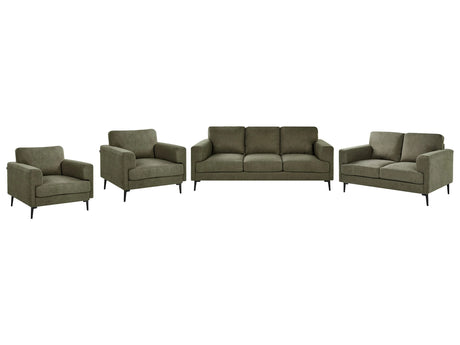 Living Room Set Green Fabric Upholstery Iron Legs 2 Seater 3 Seater 2 Armchairs Minimalistic Mid Cenutry Modern Style Beliani
