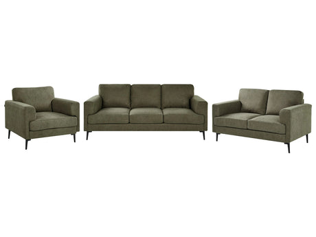 Living Room Set Green Fabric Upholstery Iron Legs 2 Seater 3 Seater Armchair Minimalistic Mid Cenutry Modern Style Beliani