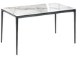 Dining Table White Marble Effect and Black 140 x 80 cm Aluminium Legs Rectangular Modern Dining Room Kitchen Beliani