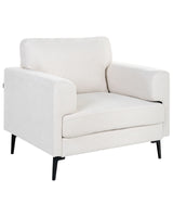 Armchair Light Beige Fabric Upholstery Iron Legs Minimalistic Mid Cenutry Modern Style Beliani