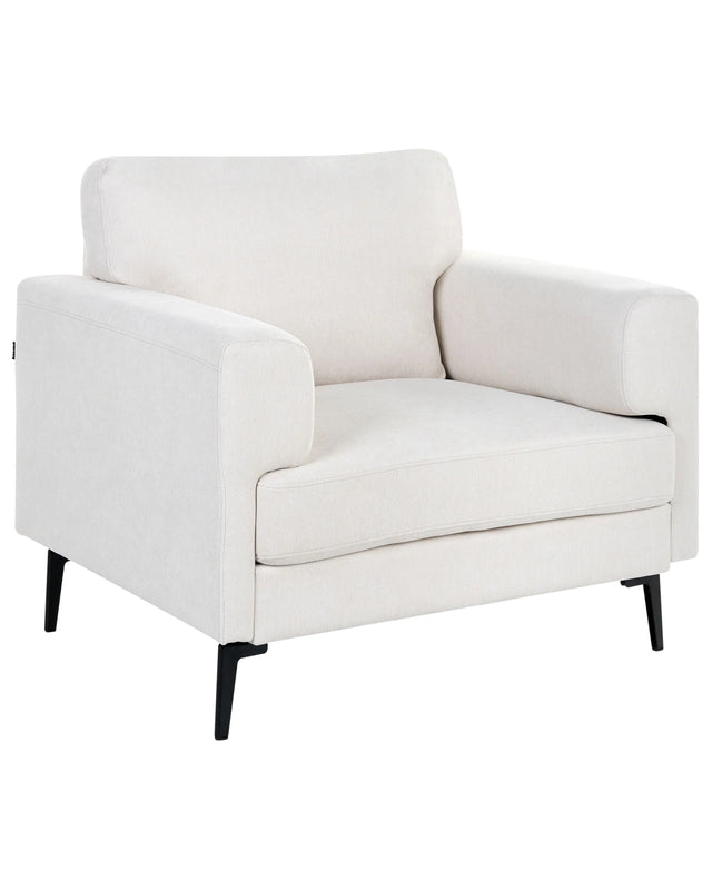 Armchair Light Beige Fabric Upholstery Iron Legs Minimalistic Mid Cenutry Modern Style Beliani