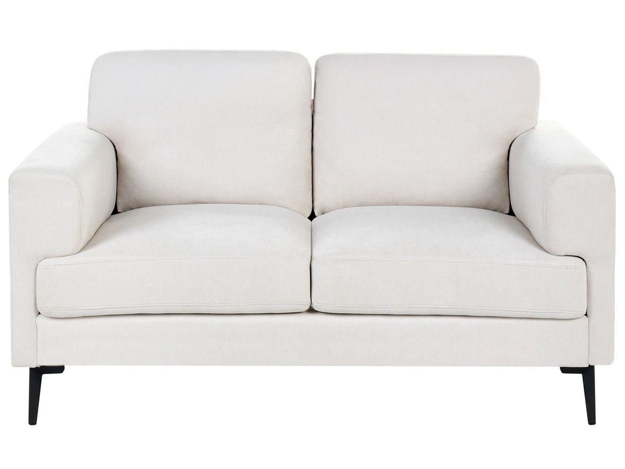 2 Seater Sofa Light Beige Fabric Upholstery Iron Legs Minimalistic Mid Cenutry Modern Style Beliani