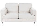2 Seater Sofa Light Beige Fabric Upholstery Iron Legs Minimalistic Mid Cenutry Modern Style Beliani