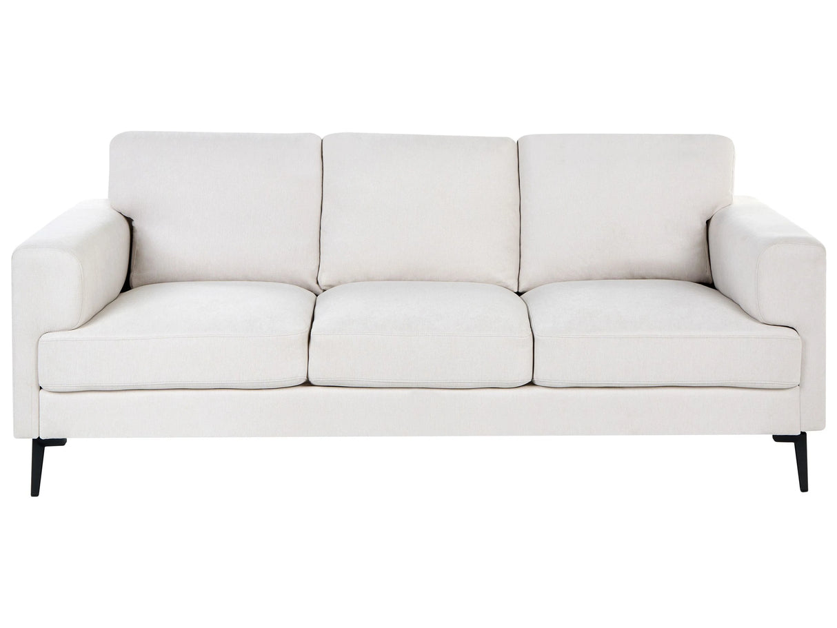 3 Seater Sofa Light Beige Fabric Upholstery Iron Legs Minimalistic Mid Cenutry Modern Style Beliani