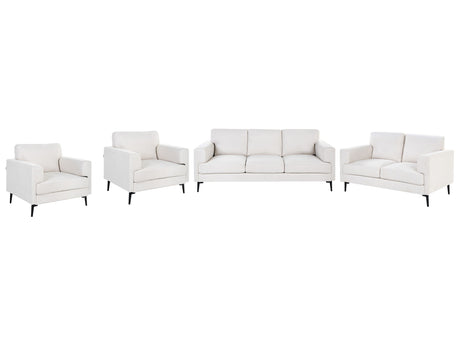Living Room Set Light Beige Fabric Upholstery Iron Legs 2 Seater 3 Seater 2 Armchairs Minimalistic Mid Cenutry Modern Style Beliani