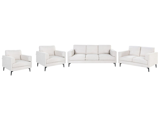 Living Room Set Light Beige Fabric Upholstery Iron Legs 2 Seater 3 Seater 2 Armchairs Minimalistic Mid Cenutry Modern Style Beliani
