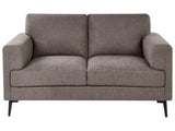 2 Seater Sofa Brown Fabric Upholstery Iron Legs Minimalistic Mid Cenutry Modern Style Beliani