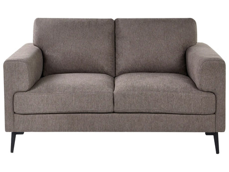 2 Seater Sofa Brown Fabric Upholstery Iron Legs Minimalistic Mid Cenutry Modern Style Beliani