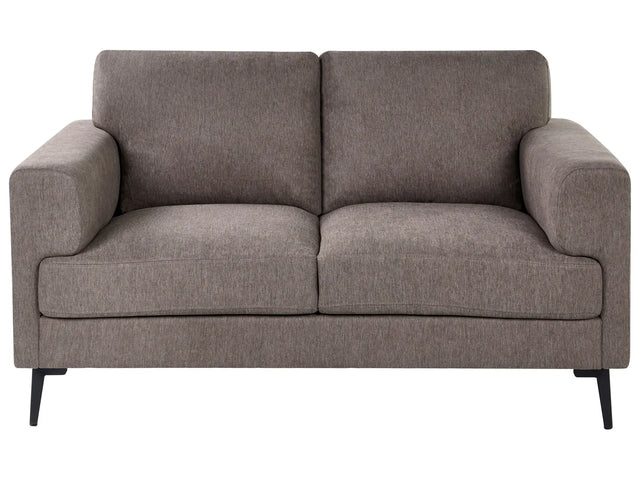 2 Seater Sofa Brown Fabric Upholstery Iron Legs Minimalistic Mid Cenutry Modern Style Beliani