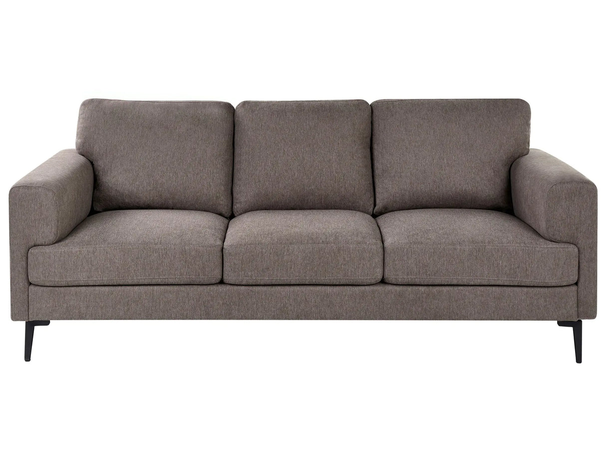 3 Seater Sofa Brown Fabric Upholstery Iron Legs Minimalistic Mid Cenutry Modern Style Beliani
