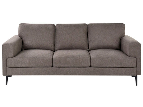 3 Seater Sofa Brown Fabric Upholstery Iron Legs Minimalistic Mid Cenutry Modern Style Beliani