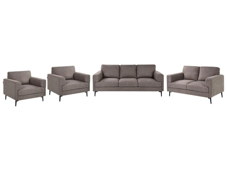 Living Room Set Brown Fabric Upholstery Iron Legs 2 Seater 3 Seater 2 Armchairs Minimalistic Mid Cenutry Modern Style Beliani