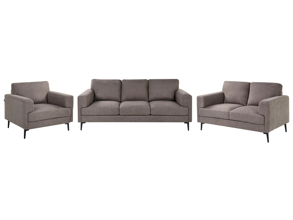 Living Room Set Brown Fabric Upholstery Iron Legs 2 Seater 3 Seater Armchair Minimalistic Mid Cenutry Modern Style Beliani