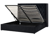 Bed Frame with Storage Black Velvet Upholstered 6ft EU Super King Size High Headboard Beliani
