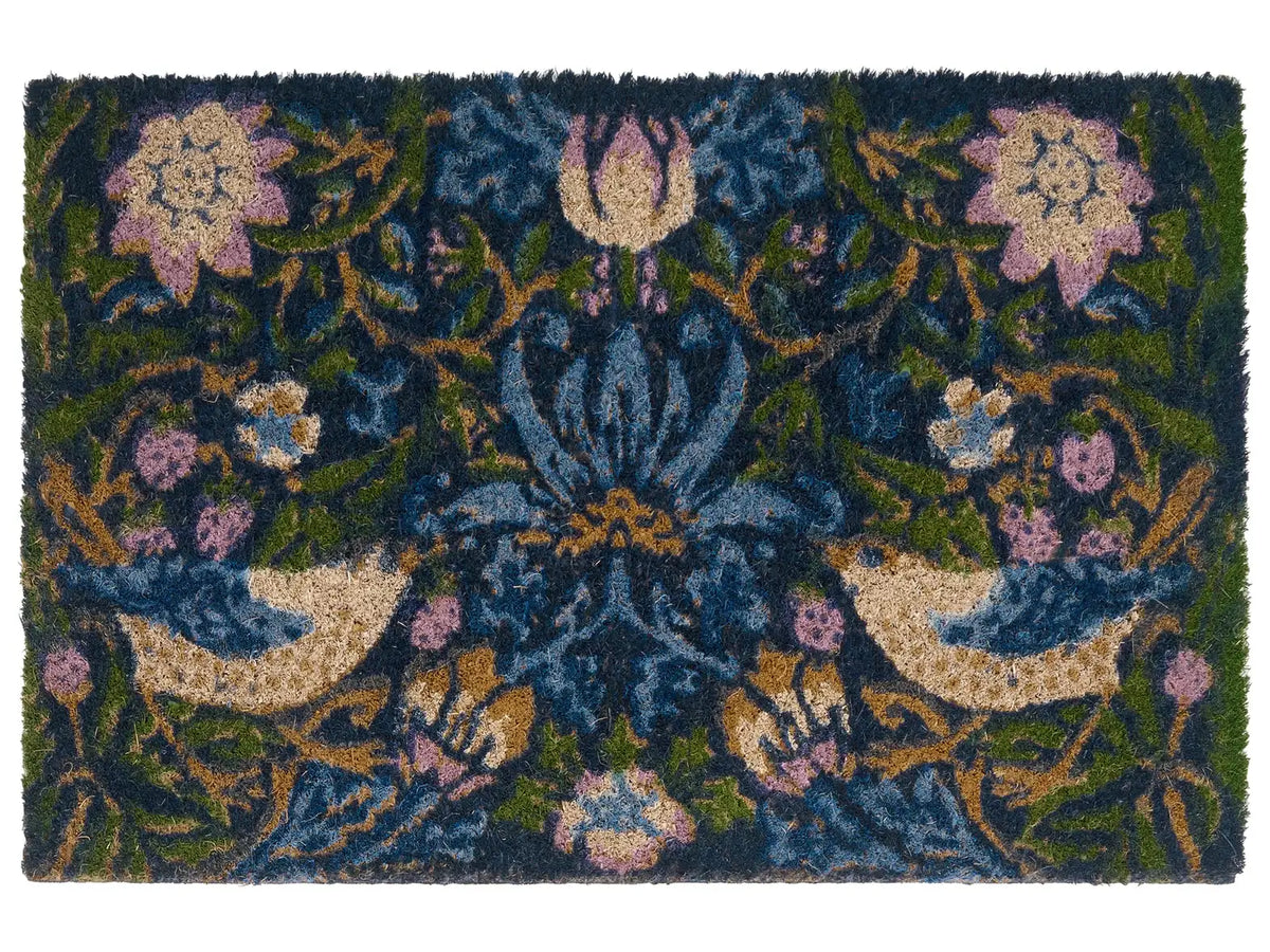 Doormat Multicolour Natural Coir PVC Backing Anti-Slip 40 x 60 cm Floral Motif Modern Indoor Decoration Beliani