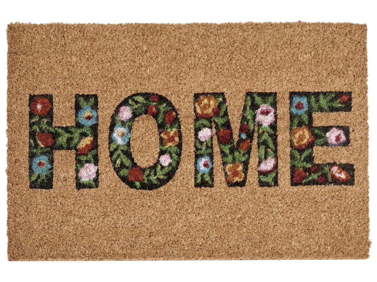 Doormat Natural Coir PVC Backing Anti-Slip 40 x 60 cm Caption Text Motif Modern Indoor Decoration Beliani