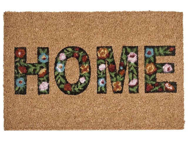 Doormat Natural Coir PVC Backing Anti-Slip 40 x 60 cm Caption Text Motif Modern Indoor Decoration Beliani