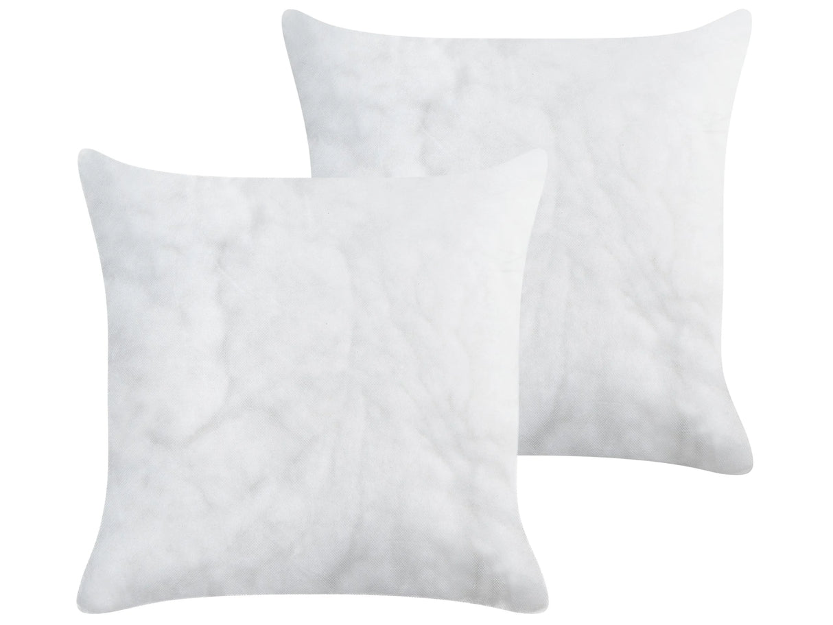 Set of 2 Cushion Fillers White Polyester 45 x 45 cm Cushion Inserts Bedroom Beliani