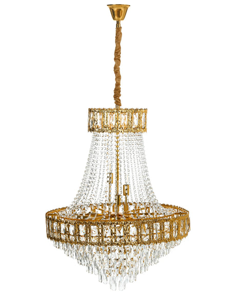 Chandelier Gold Metal Base with Crystal  70 cm Pendant Lamp Glamour Style Dining Room Living Room Beliani