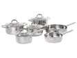 10 Piece Pot and Pan Set Silver Stainless Steel 4 Pots with Lids 2 Frying Pans Beliani