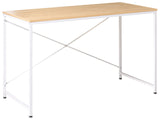 Desk White Light Brown MDF Tabletop Powder Coated Iron Legs and Frame Home Office Modern Industrial Beliani