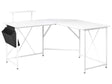 Corner Desk White MDF Tabletop Powder Coated Iron Legs and Frame Add Side Pocket Wide Workstation Modern Beliani