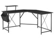 Corner Desk Black MDF Tabletop Powder Coated Iron Legs and Frame Add Side Pocket Wide Workstation Modern Beliani