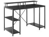 Desk Black MDF Tabletop Powder Coated Iron Legs and Frame 3 Shelves Add Storage Space Modern Beliani