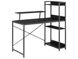Home Office Desk Black MDF Tabletop Iron Legs Frame Powder Coated 5 Shelves Monitor Stand Modern Beliani