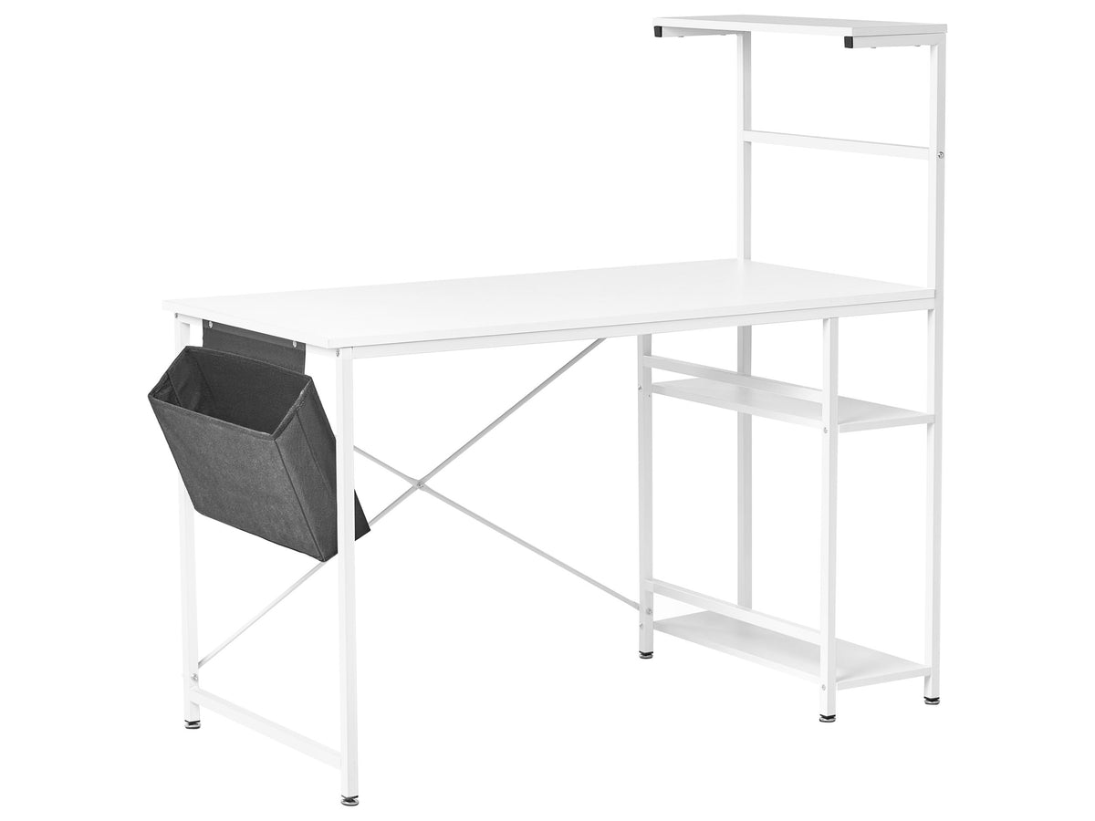 Office Desk White MDF Tabletop and Legs Frame Powder Coated Finish Modern Scandinavian Style Beliani