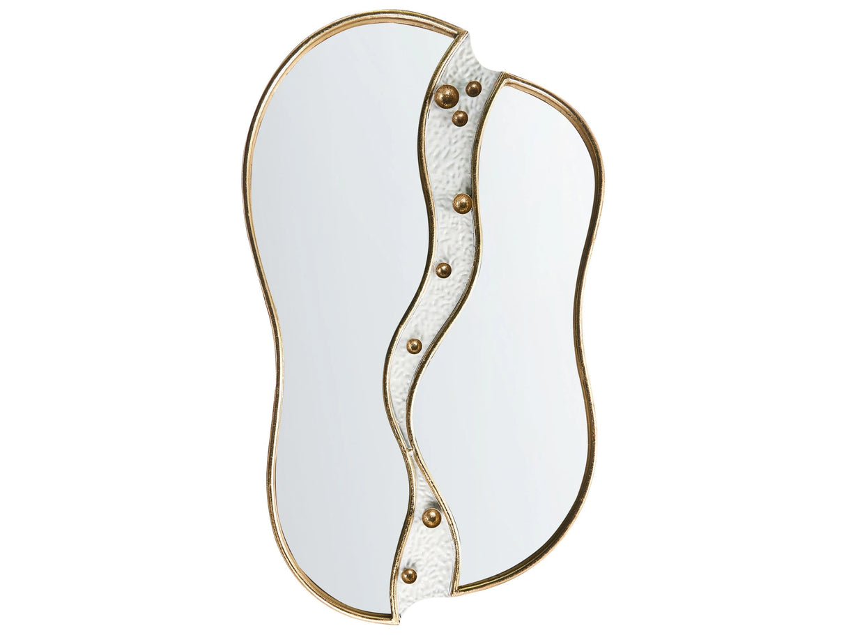 Wall Mirror Gold Iron Frame Hanging Metal Handmade Wall Accent Piece Glamour Colours Beliani