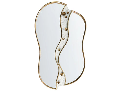 Wall Mirror Gold Iron Frame Hanging Metal Handmade Wall Accent Piece Glamour Colours Beliani