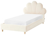 Bed Beige Velvet Upholstered Frame Headrest 3ft EU Single Size Bedroom Kids Room Modern Traditional Beliani