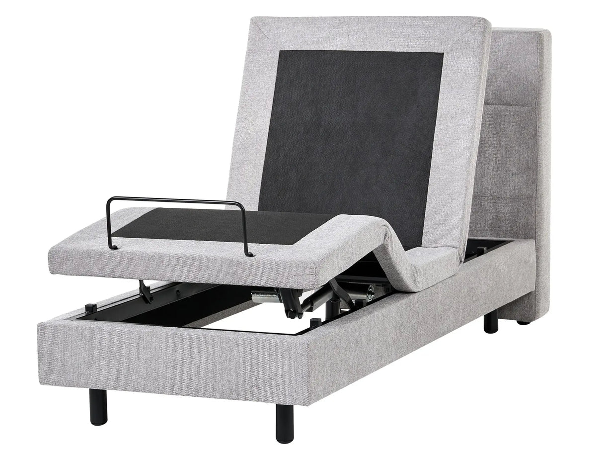 Electric Bed Light Grey EU Small Single 2ft6 Remote Control Adjustable Fabric Upholstery Beliani