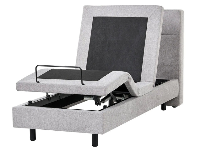 Electric Bed Light Grey EU Small Single 2ft6 Remote Control Adjustable Fabric Upholstery Beliani