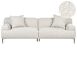 3 Seater Fabric Boucle Sofa Off-White Living Room Modern Style Metal Legs Beliani