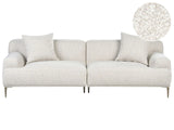 3 Seater Fabric Boucle Sofa Off-White Living Room Modern Style Metal Legs Beliani