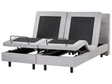 Electric Bed Light Grey EU King Size 5ft3 Remote Control Adjustable Fabric Upholstery Chenille Beliani