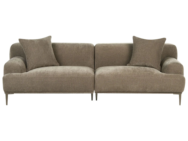 3 Seater Fabric Sofa Light Brown Living Room Modern Style Metal Legs Beliani