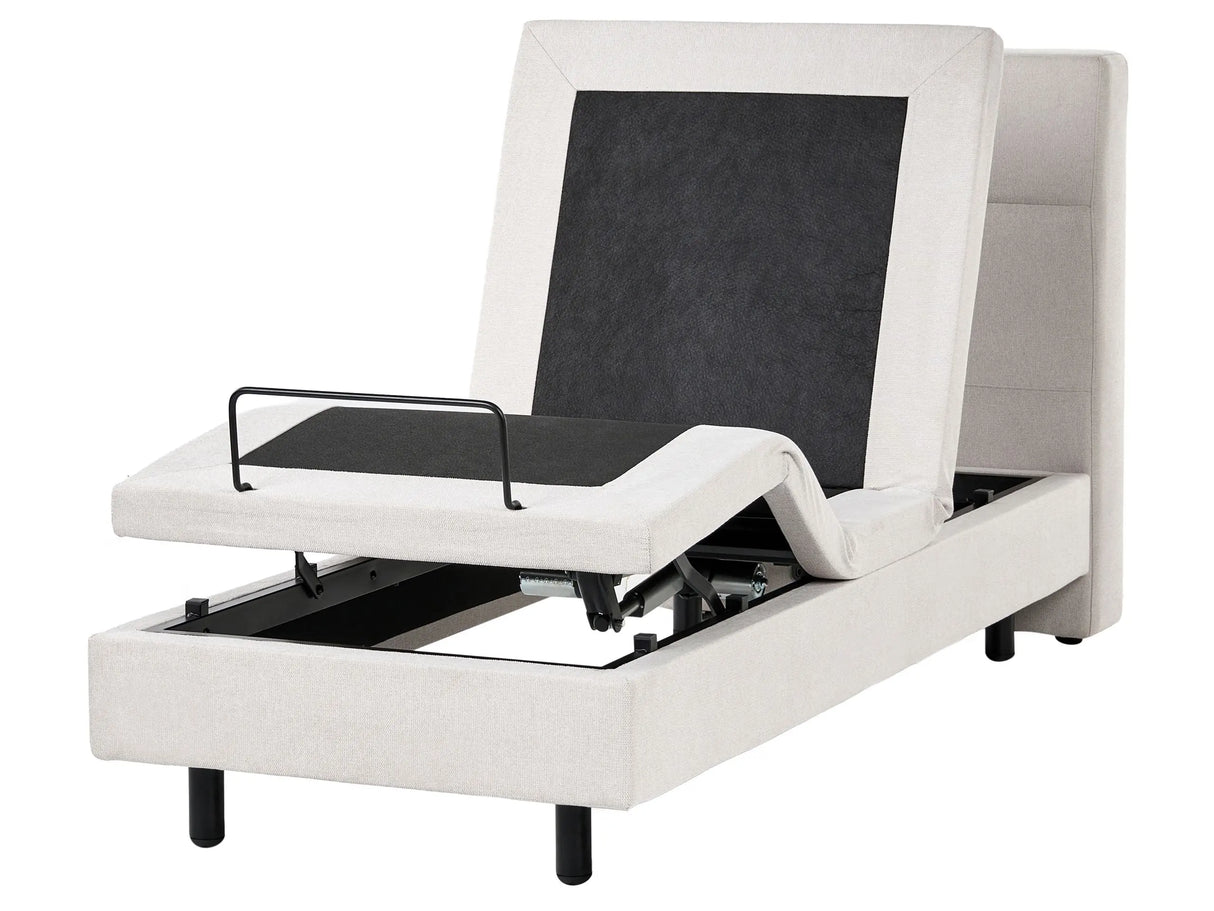 Electric Bed Light Beige EU Small Single 2ft6 Remote Control Adjustable Fabric Upholstery Beliani
