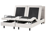 Electric Bed Light Beige EU King Size 5ft3 Remote Control Adjustable Fabric Upholstery Chenille Beliani