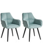 Set of 2 Dining Accent Chairs Mint Green Faux Linen Upholstery with Armrests Metal Base Modern Design Beliani
