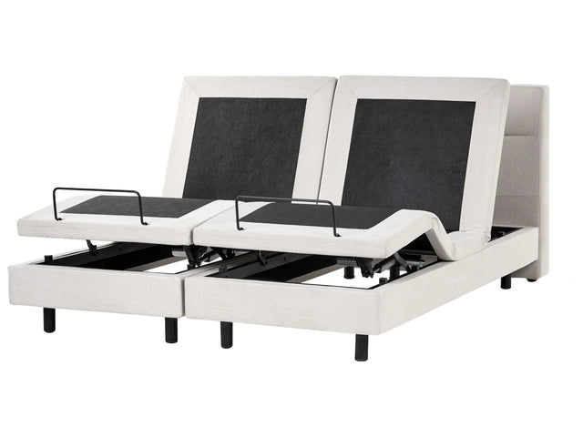Electric Bed Light Beige EU Super King Size 6ft Remote Control Adjustable Fabric Upholstery Beliani