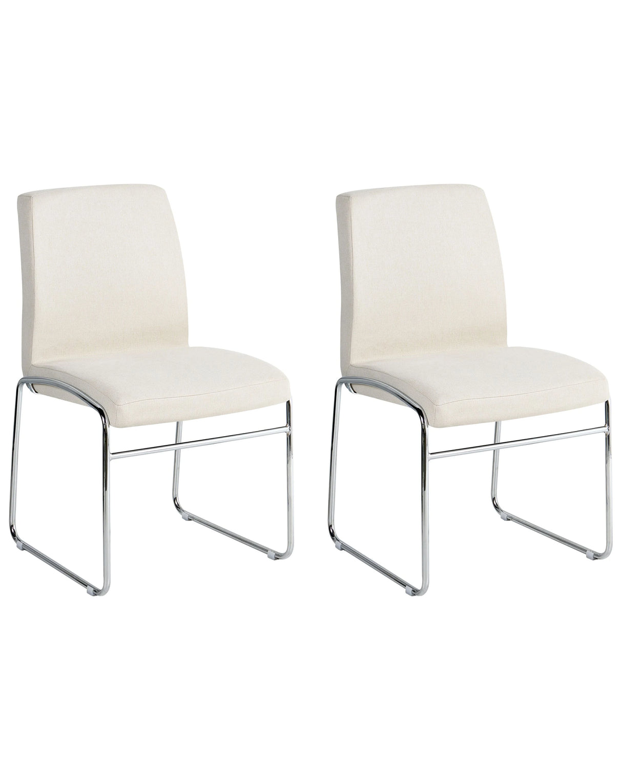 Set of 2 Dining Accent Chairs Light Beige Fabric Upholstery Armless Metal Base Modern Design Beliani